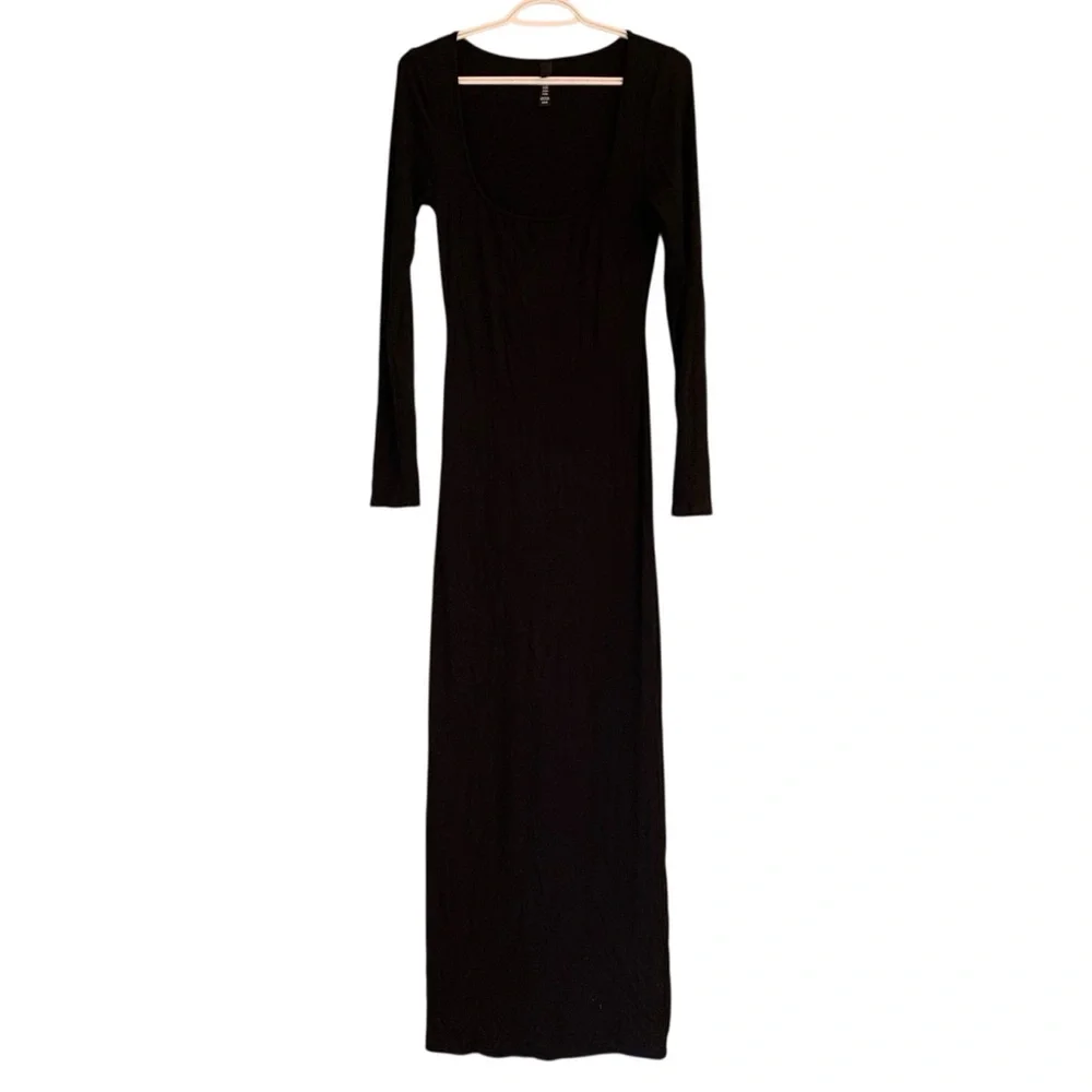 Skims soft lounge LONG SLEEVE DRESS Onyx size MEDIUM - Picture 5 of 10